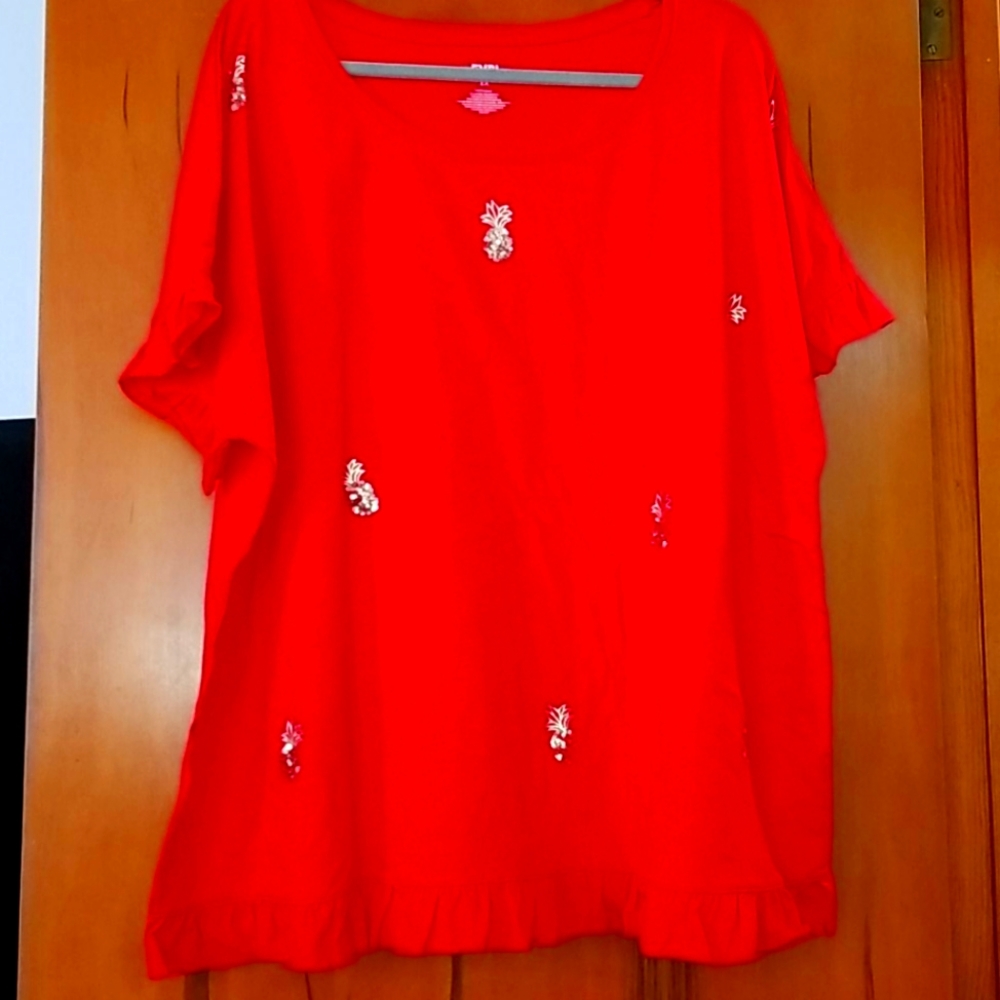 Ruffled Sleeve T-shirt with Sequin